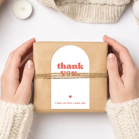 Minimalist Arch Thank You Stickers Rectangle Sealing Labels For Gift Package Packing Decoration Craft Supply