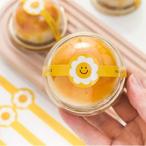 Cute Smiley Face Baking Sealing Stickers DIY Dessert Cake Packaging Labels Copperplate Paper Adhesive Decorative