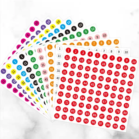 Colored Dot Number Stickers Round Adhesive Classification Labels For Office School Storage Marking Supplies