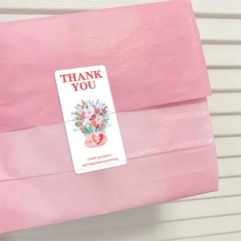 Adhesivos De Sellado De Gracias Florales Rosa Y Albaricoque Etiquetas Adhesivas Decorativas Rectangulares Para Embalaje De Caja De Regalo