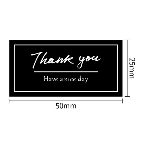 Baking Thank You Stickers Black White Rectangle Sealing Labels For Gift Box Packaging Handmade Craft Decoration