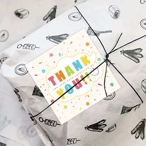 Vierkante Cartoon Minimalistische Bedankt Kaart Wenskaarten Festival Zegen Geschenkverpackung Decoratie