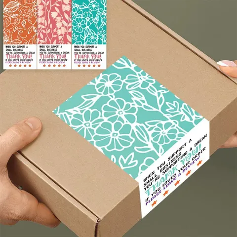 Rectangular Self-Adhesive Sealing Stickers Floral Pattern Decorative Labels For Gift Box Packaging And Baking