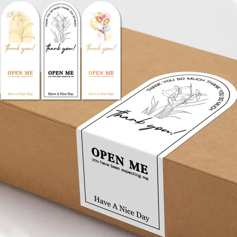 Floral Sticker Labels Minimalist Rectangle Seal Stickers For Gift Packaging Envelope Sealing Office Supplies