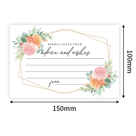 Floral Wedding Advice And Wishes Cards Minimalist Table Decoration Blank Hand Written Postcards Greeting Cards