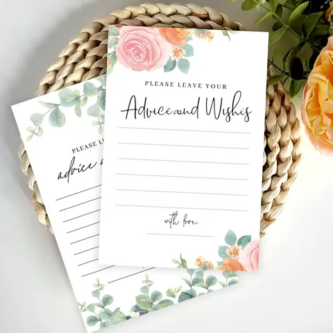 Floral Wedding Advice And Wishes Cards Minimalist Table Decoration Blank Hand Written Postcards Greeting Cards