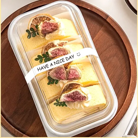 Long Strip Dessert Packaging Sealing Stickers Baking Box Self Adhesive Labels Coffee Cup English Decorative Labels