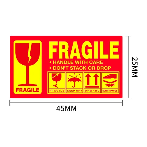 Fragile Warning Labels Self Adhesive Stickers Handle With Care Packaging Decals Waterproof Shipping Labels For Boxes