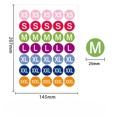 Round Clothing Size Sticker Labels Adhesive Size Tags For Clothes Pants Shoes Hats Assorted Sizes Universal