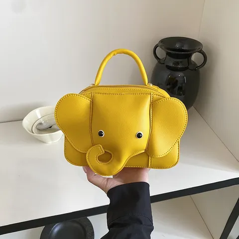 Damen Süße Cartoon Elefant Form PU Leder Umhängetasche Neuheit Kleine Schulter Handtasche Tägliche Lässige Geldbörse
