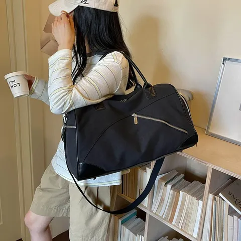 Sac de Voyage Femme Grande Capacité en Toile Sac Polochon Imperméable Avec Compartiment à Chaussures Sac à Main de Sport