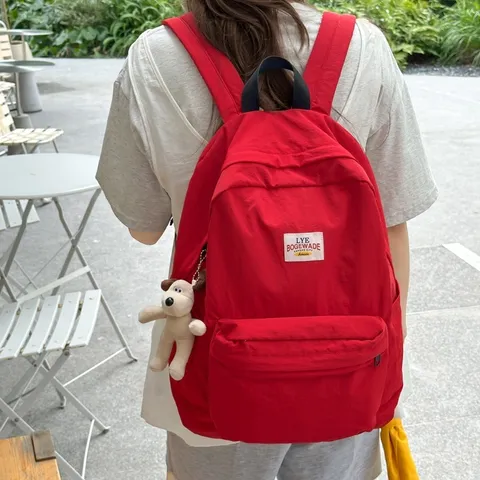 Lässiger Nylon Rucksack Für Frauen Große Kapazität Kontrastfarbe Schulranzen Leichtgewicht Outdoor Reise Umhängetasche