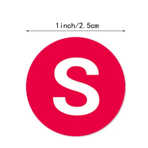 Round Clothing Size Stickers Roll Self Adhesive Size Labels For Clothes Hats Shoes Assorted Letters Roll