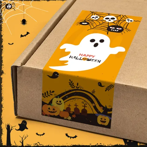 Pegatinas de Sellado de Papel Cuché de Calabaza Esqueleto Araña de Halloween para Caja de Regalo Etiquetas Decorativas