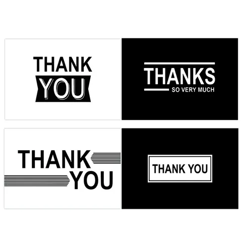 Minimalist Black White Thank You Cards Gift Wrapping Decoration Postcards For Business Party