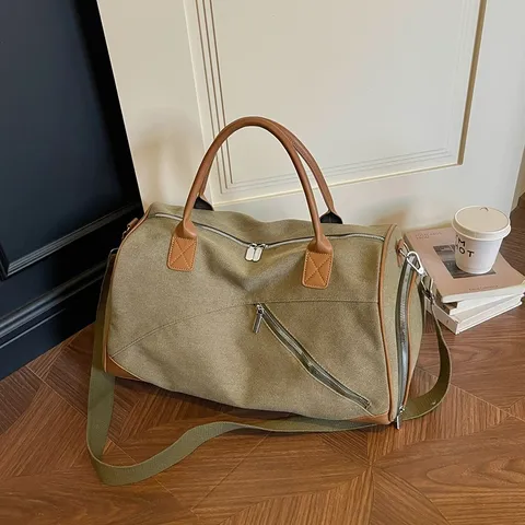 Sac de Voyage Femme Grande Capacité en Toile Sac Polochon Imperméable Avec Compartiment à Chaussures Sac à Main de Sport