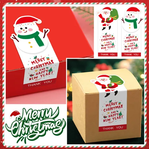 Pegatina de Dibujos Animados de Navidad Etiqueta de Sellado de Caja de Regalo Festiva Pegatina Adhesiva Decorativa Para Decoración de Fiesta