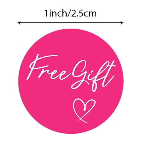 Round Self Adhesive Free Gift Stickers Roll Heart Pattern Decorative Sealing Labels For Gift Packaging Business Supply