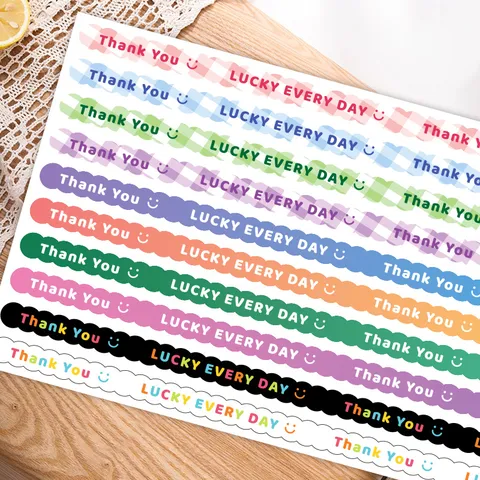 Colorful Long Strip Sticker Baking Sealing Labels Decorative Adhesive Stickers For Dessert Box Package Craft Decor