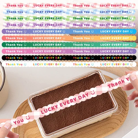 Colorful Long Strip Sticker Baking Sealing Labels Decorative Adhesive Stickers For Dessert Box Package Craft Decor