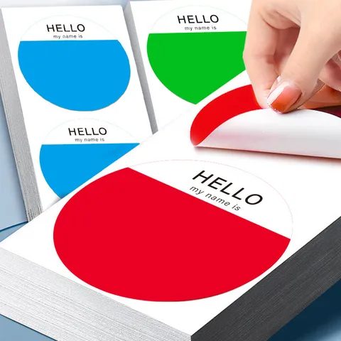Large Round Colorful Name Stickers Writable Name Tags For School Activities Clothing Arm Markers Waterproof Adhesive Labels