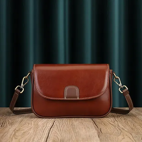 Women Real Leather Shoulder Bag Vintage Colorblock Small Square Bag Top Layer Cowhide Crossbody Bag Daily Commute Handbag