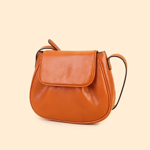 Women's Vintage Top Layer Cowhide Leather Shoulder Bag Casual Crossbody Saddle Bag Stylish Lock Closure Daily Handbag