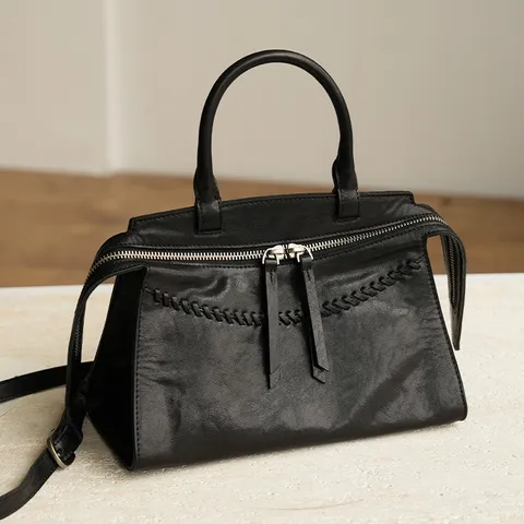 Vintage Distressed Woven Genuine Leather Handbag For Women Large Capacity Shoulder Crossbody Commuter Top Handle Bag
