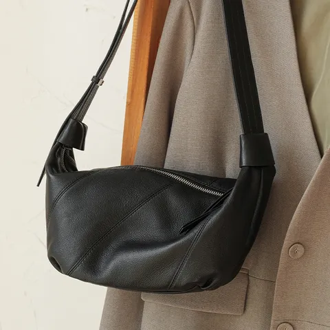 Minimalist Soft Leather Dumpling Bag For Women Versatile Solid Color Underarm Crossbody Shoulder Bag Casual Handbag