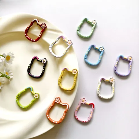 Legering Cartoon Kat Sleutelhanger Oliedruppel Veerring Tas Bedel DIY Sieraden Accessoire Schattig Dier Sleutelhanger