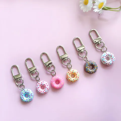 Leuk Kleurrijk Donut Simulatie Eten U-vormige Sleutelhanger Tas Hanger Creatief Mode Accessoire