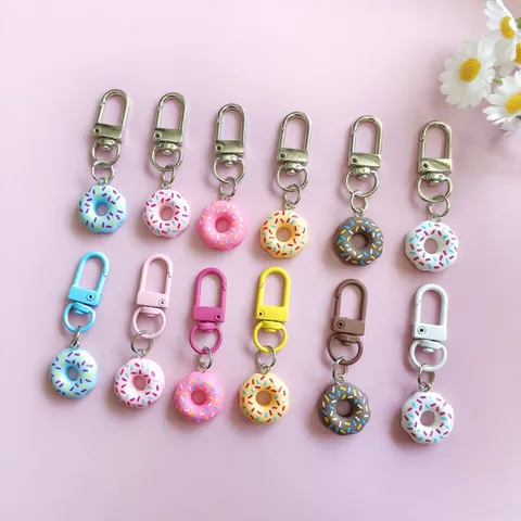 Leuk Kleurrijk Donut Simulatie Eten U-vormige Sleutelhanger Tas Hanger Creatief Mode Accessoire