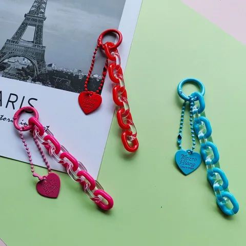 Acryl Hart Sleutelhanger Ketting Tas Hanger Leuke Gelei Kleur Telefoonhoesje Hangende Ketting Mode Accessoires