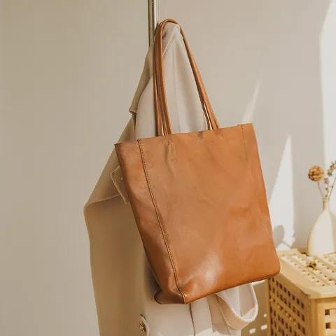 Women Genuine Leather Vintage Tote Bag Large Capacity Commuter Shoulder Bag Casual Simple Top Handle Bag Female Handbag