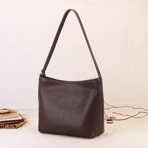 Women Slouchy Soft Leather Underarm Bag Large Capacity Casual Commuter Solid Color Single Shoulder Crossbody Bag