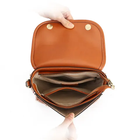 Women Genuine Leather Crossbody Bag Niche Design Soft Interlayer Zipper Shoulder Small Square Bag Casual Commuter Handbag