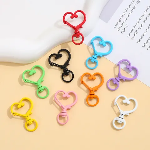 Kleurrijke Vormige Sleutelhanger LOBSTER SLUITING Geverfde Zinklegering Hart Veer Gesp DIY Sieraad Handwerk Accessoires