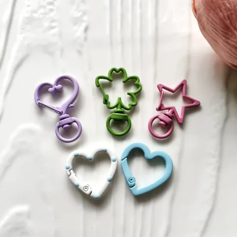 Kleurrijk Metaal Bakverf Hart Ster Bloem Sleutelhanger DIY Sieraden Accessoires Tas Hanger Handtas Decoratie