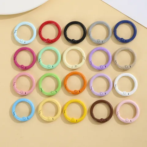 Kleurrijke Zinklegering Veergesp Ronde Sleutelhanger Karabijnhaak DIY Sieraden Accessoires