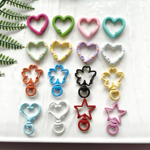 Kleurrijk Metaal Bakverf Hart Ster Bloem Sleutelhanger DIY Sieraden Accessoires Tas Hanger Handtas Decoratie