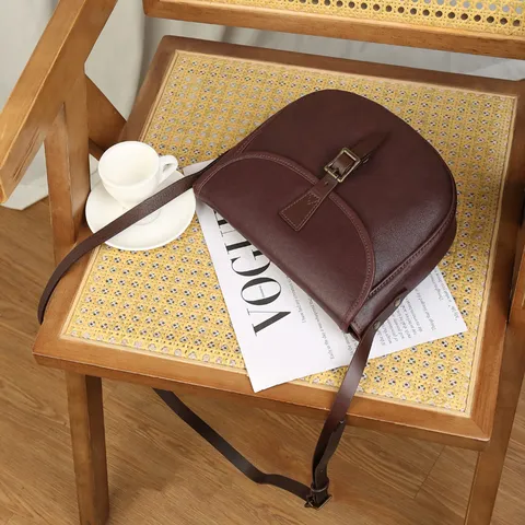 Genuine Leather Saddle Bag For Women Vintage Top Layer Cowhide Crossbody Bag Casual Versatile Stylish Flap Shoulder Bag