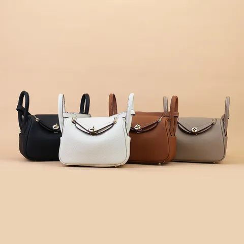 Women Leather Mini Crossbody Bag Top Handle Doctor Handbag Fashion Shoulder Bag With Gold Tone Hardware