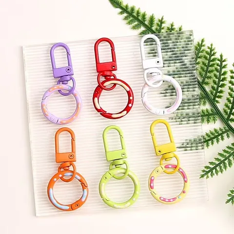 Legering Geëmailleerd Donut Veerring Poortgesp Sleutelhanger Bedel DIY Telefoon Ketting Tas Hanger Sieraden Cadeau