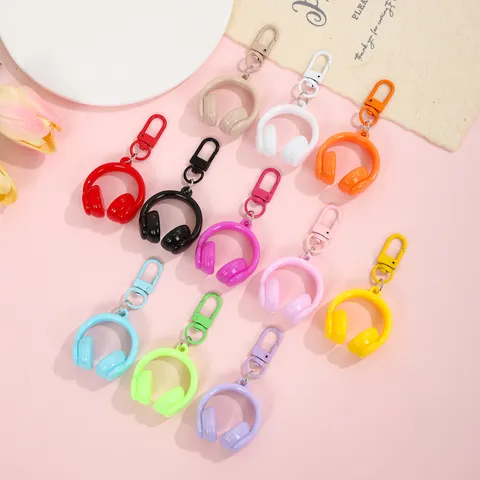 Acryl Koptelefoon Vorm Sleutelhanger Creatieve Snoepkleur Tassenhanger Schattige Oortelefoon Ring Bedel Mode Accessoires