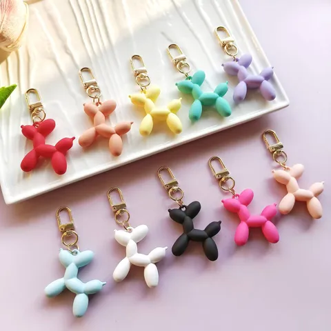 Snoep Kleur Schattige Ballon Hond Sleutelhanger Acryl Tas Hanger Creatieve Cartoon Dier Sleutelhanger Mode Sieraden Cadeau
