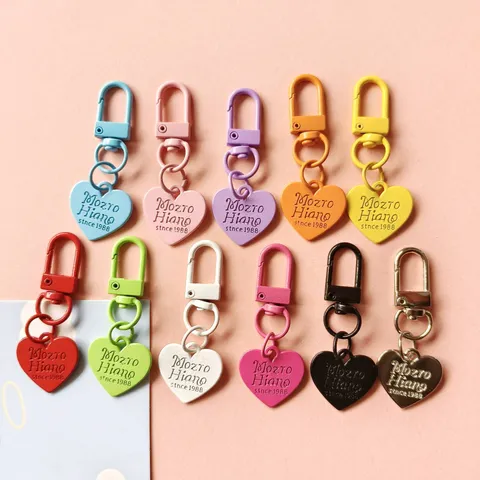 Creatieve Snoepkleur Metaal Baklak Hart Sleutelhanger Schattige Perzik Hart Bedel Tas Hanger