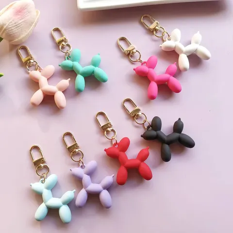 Snoep Kleur Schattige Ballon Hond Sleutelhanger Acryl Tas Hanger Creatieve Cartoon Dier Sleutelhanger Mode Sieraden Cadeau