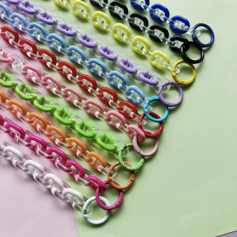 Kleurrijke Acryl Ketting Legering Veerring Tas Bedel Telefoon Band DIY Accessoires