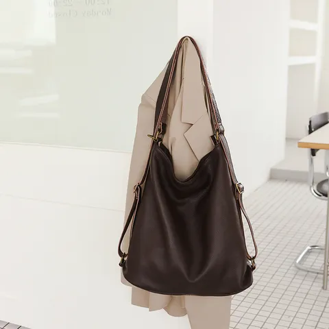 Genuine Leather Women Backpack Casual Large Capacity Shoulder Bag Versatile Daily Bag