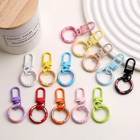 Legering Geëmailleerd Donut Veerring Poortgesp Sleutelhanger Bedel DIY Telefoon Ketting Tas Hanger Sieraden Cadeau